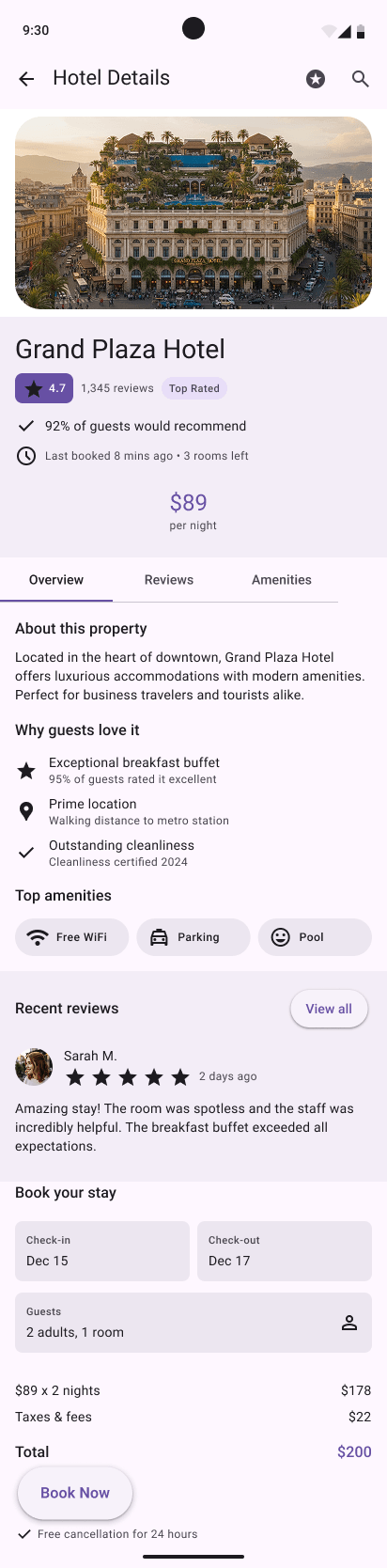 Hotel Booking Page